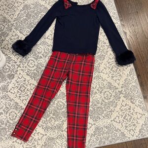 Kids Plaid Holiday Set - Red and Navy